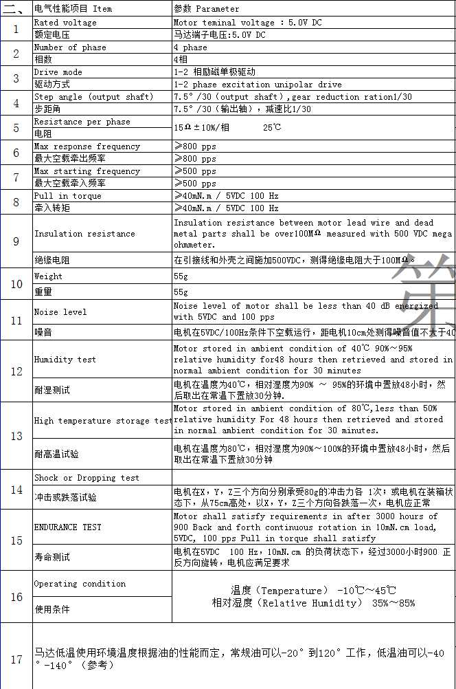 35BYJ步进电机参数