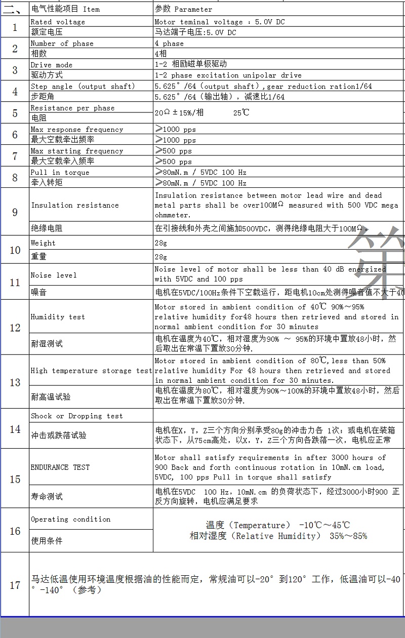 24BYJ电机参数